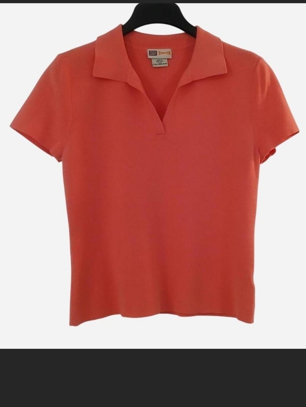 Faded Glory Stretch Size XL (16-18) Sweater Shirt Coral Short Sleeve Collar